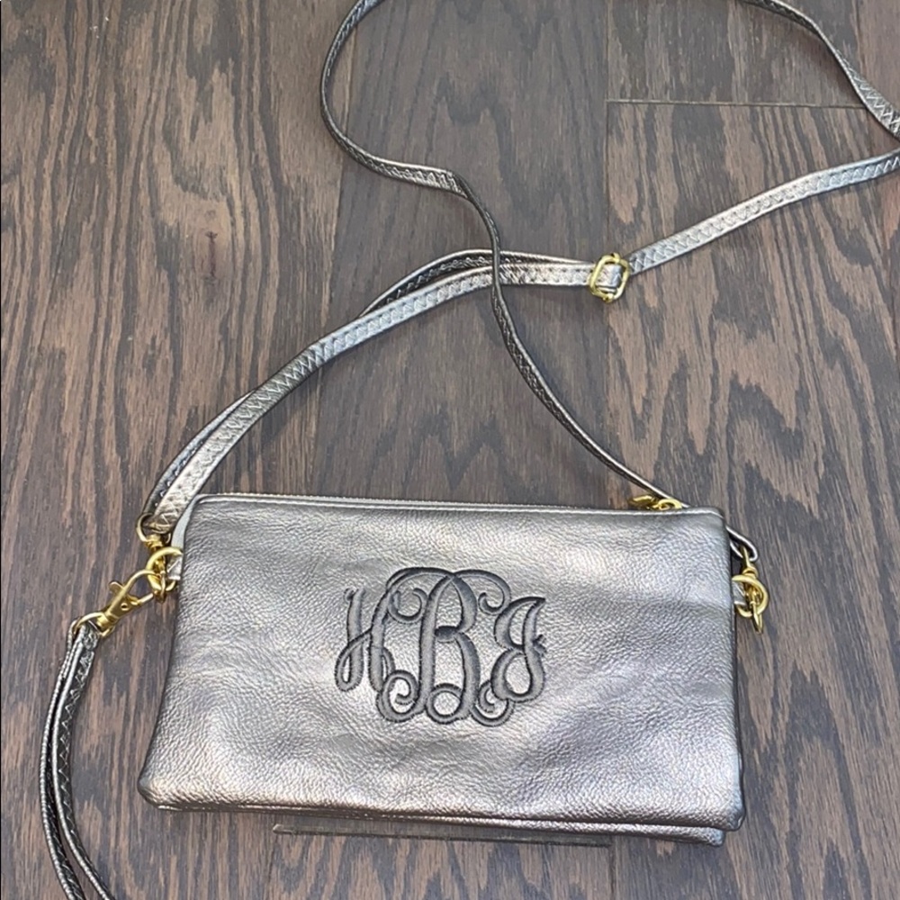 Silver/grey monogram crossbody